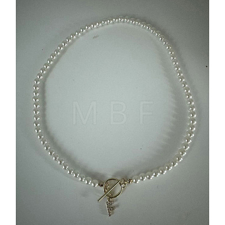 Brass Clear Cubic Zirconia Letter Pendant Necklaces NJEW-WH0027-21F-G-1