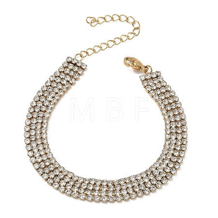 304 Stainless Steel Rhinestone Cup Chain Multi-strand Bracelets for Women BJEW-P376-01G-02-1