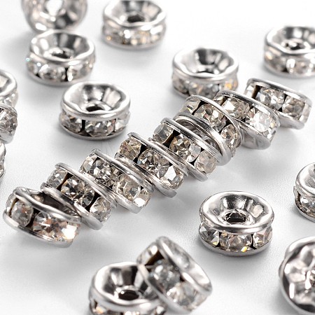 316 Surgical Stainless Steel Crystal Rhinestone Spacer Beads STAS-N032-04P-1