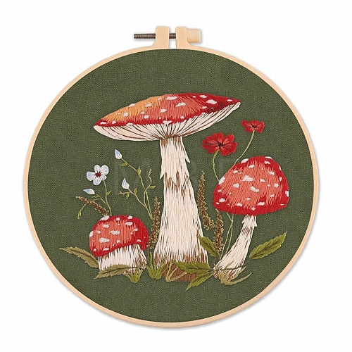 Mushroom Pattern Embroidery Starter Kits DIY-Z023-01B-1