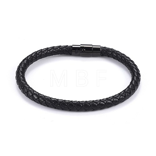 Man's Braided Leather Cord Bracelets X-BJEW-JB04255-01-1