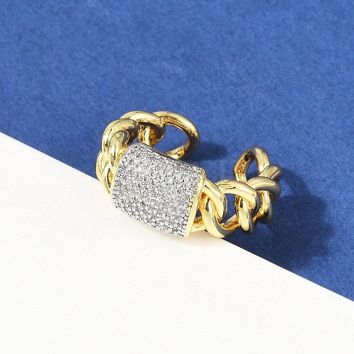 Brass Micro Pave Cubic Zirconia Open Cuff Ring for Women RJEW-F177-03GP-05-1