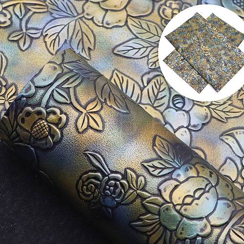 Flower Pattern Imitation Leather Fabrics PW-WGB593C-03-1