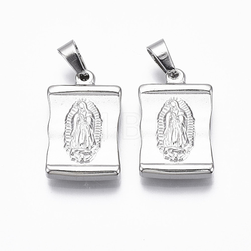 Non-Tarnish 304 Stainless Steel Lady of Guadalupe Pendants STAS-R112-003-1