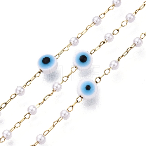 Handmade Lampwork&Imitation Pearl Beads Chains CHS-T006-13G-1