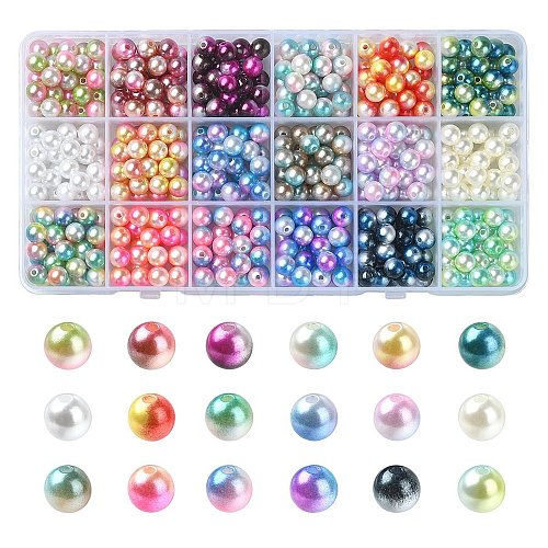 540Pcs 18 Style Rainbow ABS Plastic & Acrylic Imitated Pearl Beads DIY-YW0008-08-1