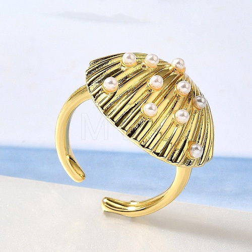 Brass Cuff Rings for Women RJEW-Q008-09G-1