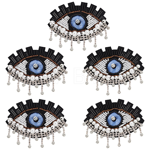 5Pcs Evil Eye Cloth Embroidered Appliques FIND-FG0003-07C-1