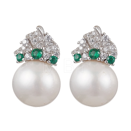 Natural Pearl Ear Studs EJEW-P286-38P-1