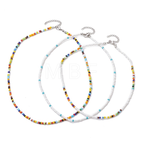 Bohemian Style Glass Beaded Necklaces for Women NJEW-JN04656-1