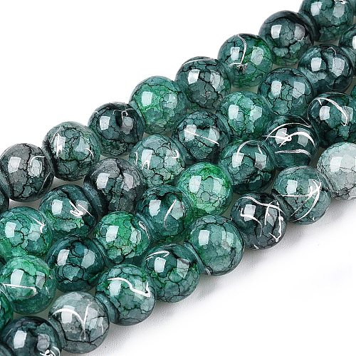 Drawbench Crackle Glass Beads Strands GLAA-N006-8mm-03-1