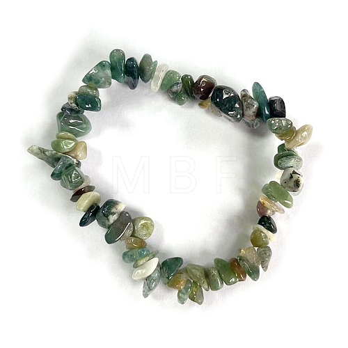 Natural Moss Agate Stretch Bracelets PW-WG56138-09-1