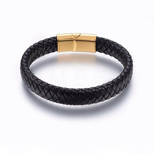 Leather Braided Cord Bracelets BJEW-E345-13B-G-1