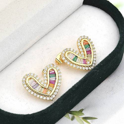 Rack Plating Brass Micro Pave Cubic Zirconia Stud Earrings for Women EJEW-C125-19G-1