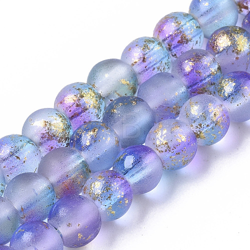 Frosted Spray Painted Glass Beads Strands GLAA-N035-03A-C05-1