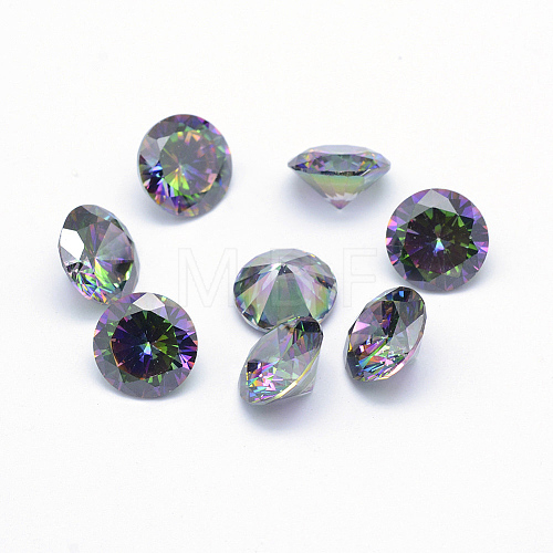 Cubic Zirconia Pointed Back Cabochons X-ZIRC-M002-4mm-010-1