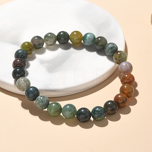 Natural Indian Agate Bead Stretch Bracelets BJEW-K212-B-010-1