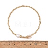 Natural Cultured Freshwater Pearl Rice Wire Wrapped Brass Cuff Bangles for Women BJEW-JB14301-4