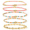 5Pcs Bohemian Style Brass & Glass Seed Bead Stretch Bracelets for Women AC5136-1-1
