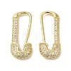 Paper Clip Shaped Brass Micro Pave Clear Cubic Zirconia Hoop Earrings for Women EJEW-C097-09G-1