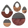 10Pcs 5 Style Resin & Walnut Wood Pendants RESI-LS0001-20-2