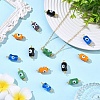 30Pcs 5 Colors Handmade Evil Eye Lampwork Connector Charms PALLOY-YW00158-5