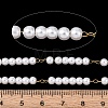 304 Stainless Steel & ABS Plastic Pearl Round Bead Cable Chains CHS-G048-01G-2