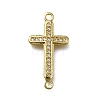 Brass Clear Cubic Zirconia Cross Connector Charms ZIRC-I070-003G-1