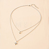 Alloy Double Layered Crystal Rhinestone Star Pendant Necklaces for Women WGFECA3-02-2