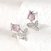 Brass Micro Pave Cubic Zirconia Stud Earrings KK-CBA8324-19P-02-2