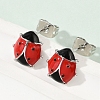 Brass Enamel Stud Earrings for Women EJEW-A126-04P-4