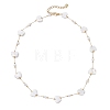 304 Stainless Steel & Natural White Shell Butterfly Cross Heart Link Chain Necklaces for Women NJEW-JN05808-5