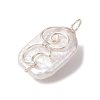 Natural Baroque Pearl Keshi Pearl Copper Wrie Wrapped Moon Pendants PALLOY-JF02871-3