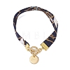 Ethnic Style Polyester Leaf Printed Ribbon Bracelets BJEW-JB10495-02-1