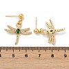 Dragonfly Brass Micro Pave Cubic Zirconia Dangle Stud Earrings EJEW-F895-15G-5