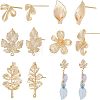 10Pcs 5 Style Brass Stud Earring Findings KK-CA0002-05-1