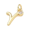 Brass Micro Pave Clear Cubic Zirconia Charms KK-D289-66G-R-2