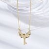 Brass Micro Pave Clear Cubic Zirconia Winged Key Pendant Necklaces CU-CBABA66-13G-2