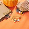 3Pcs 3 Style Halloween Theme Pumpkin & Moon & Bat & Ghost Alloy Enamel Charms Safety Pin Brooches JEWB-BR00095-5