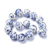 Handmade Blue and White Porcelain Beads Strands PORC-K002-01A-3