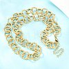 12MM 304 Stainless Steel Textured Ring Link Chain Necklaces for Women NJEW-Z115-11G-2