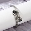 Skull 304 Stainless Steel Twisted Rope Shape Bangles for Women Men BJEW-D304-02AS-02-4