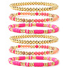 6Pcs 6 Styles Bohemian Style Plastic & Brass & Polymer Clay Heishi Beaded Stretch Bracelets for Women BX0662-1-1