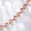 Brass Rhombus Cubic Zirconia Cup Chain Necklaces for Women NJEW-U033-01G-4