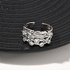 Brass Micro Pave Cubic Zirconia Cuff Open Rings RJEW-C158-02P-2