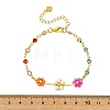 Natural Cultured Freshwater Pearl & Brass & Glass Link Bracelets for Women BJEW-JB14110-5