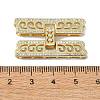 Rack Plating Brass Micro Pave Clear Cubic Zirconia Fold Over Clasps KK-M282-19G-4