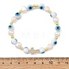 Evil Eye Lampwork and Natural Cultured Freshwater Pearl Beaded Stretch Bracelets BJEW-JB14283-01-4