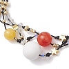 Natural White Jade & Howlite & Dyed Yellow Jade & Nylon Thread Adjustable Multi-strand Bracelets BJEW-MZ00238-01-3