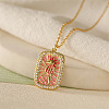 Brass Micro Pave Clear Cubic Zirconia Medal Pendant Necklaces FS-WGD45DE-02-1
